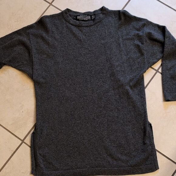 Randall Roy for William Kasper California Cashmere Sweater Charcoal Gray Crew M - Picture 2 of 9